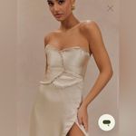 Meshki NWT Satin Maxi Dress With Ruched Petals Photo 2