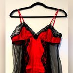 Frederick's of Hollywood Vintage Frederick’s of Hollywood Red Satin and Black Lace Sheer Whimsigoth Slip Photo 2