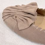 Neiman Marcus  Tan Suede Scalloped Ballet Flats with Ruched Bow Detail Size 7 Photo 5