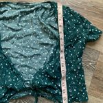 Brandy Melville  Floral Green Tie-Front Blouse Photo 6