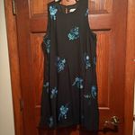Calvin Klein Shift Knee Length Blue Embroidered Floral Dress Size 12 Photo 2