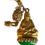 Vintage Florenza Buddha Gold and Green Filigree Bracelet Photo 2