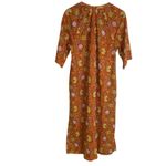 dRa Los Angeles Floral Dress Womens Small Orange 3/4 Sleeve Button Boho Cotton Photo 1
