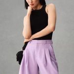 Maeve Anthropologie NEW The Avery Pleated Trouser Shorts Lilac Purple 2 Photo 0