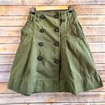 J.Crew Skirt Women’s Size 0 Olive Green Pleated Chino Trench A-Line Photo 0