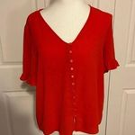 CeCe  Elegant Red Button-Up Women's Top m Photo 0