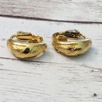 Vintage Clip On Earrings Half Hoop Patterned Gold Tone Photo 2