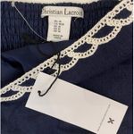 Christian LaCroix Linen Blue White Scallop Embroidered Smocked Crop Top - M NWT Photo 1