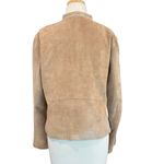 Ecru  Suede Tan Collarless Moto Zip Up Jacket Zippered Pockets & Sleeves Size XL Photo 4