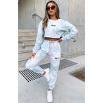 White Fox Boutique  Tie Dye Cropped Sweatshirt in Pink Green Multi Size Small Photo 6