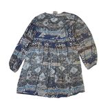 Jaase Blue Floral Babydoll Long Sleeve Boho Tassels Flare Dress Size LARGE Photo 6