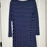 Stylus Women's Navy Blue and Gray Striped Long Sleeve Casual Short Dress XL Photo 7