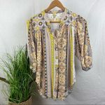 Anthropologie Fig & Flower Print Button 1/2 length Sleeve Blouse Top S Small Photo 1