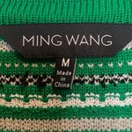 Ming Wang  Tweed Fringe Green Black White Stripe Jacket Cardigan Heritage Photo 2