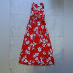 Japna  red floral maxi dress  small area at back and bottom elastic wais  long L Photo 15