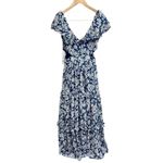 AQUA  Maxi Dress Womens Size Small Gown Blue White Tiered Metallic Formal NEW Photo 2
