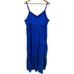 Joie  XL Cobalt Blue Cotton Sundress Eyelet Trim Tiered Midi Adjustable‎ Straps Photo 2