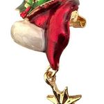 Santa Hat Brooch Pin Whimsical New Christmas Dangle Star Holly Berry Le… Red Photo 3