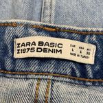 ZARA Basic Womens Denim Blue Skirt Jean Floral Embroidered Asymmetrical Large Photo 11