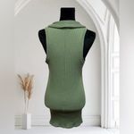 BDG Women’s Green Ribbed Bodycon Sleevless Scoop Neck Dress With Collar LG Photo 6