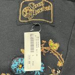 Soul Revival Y2K Waffle Knit Tee Large Black Floral Butterfly Embroidered Boho Photo 14