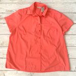 White Stag Women’s XL 16 Coral Salmon Pink Button Up Collared Shirt Short Sleeves  Large Photo 0