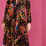 Farm Rio • Macaw Island Dress long sleeve maxi black cross stitch print Photo 4