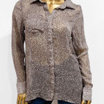 Threads 4 Thought  Grey Brown Sheer Long Sleeve High-Low Oversized Blouse Size S Photo 0