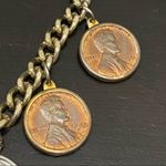 Head Vintage Penny 5 Cent Indian  Buffalo & Nickel 1 Cent Coin 7” Charm Bracelet Photo 11