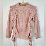 Sweet Rain Women’s Chunky Knit Sweater Side Lace-Up Details Blush Pink Medium Photo 1