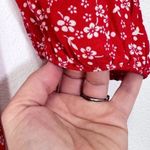 Reformation  Puff Sleeve Bustier Red Dress Ditsy Floral‎ Milkmaid Mini Dress Photo 5