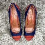 Schutz  blue & orange suede platform stiletto high heels women's shoe size 7 B Photo 1