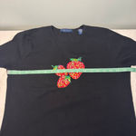 Karen Scott Vintage Sequin Strawberry Short Sleeve Tee Size M 100% Cotton Photo 5