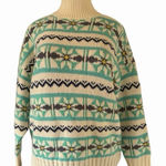 American Eagle Oversized Fair Isle Sweater • XS (Fits M/L) • Green/Cream Nordic Photo 0