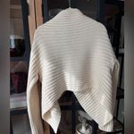 Theory  wool cashmere cardigan sweater wrap front rib knit ivory vintage top Photo 2
