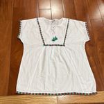 J Crew Fringe beach tunic White Top with Multicolor Trim size S Photo 3