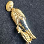 Vintage Gold tone Lady with Dog Figural Brooch Photo 5