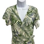 Cupshe  Wrap Dress Tropical Palm Leaf Print Green White Short Sleeve Midi Beach Photo 1