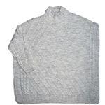 Mer Sea cable knit One Size drop shoulder mock neck sweater, cream color, EUC Photo 4