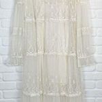 Free People Stevie Embroidered Maxi Dress Tea Flowy Ivory Sheer Floral Lined L Photo 1