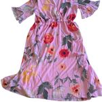 Gibson Latimer pink floral maxi dress size XL ruffles sleeve Photo 0