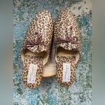 Vintage Leisure Loungers leather leopard slide mule tassel slippers, size 9 Brown Photo 3