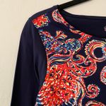 Lilly Pulitzer  Navy Blue Paisley Colorful Long Sleeve Shirt Women's size Medium Photo 2