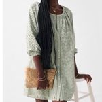 Faherty New  Valencia Eyelet Organic Cotton Dress Desert Sage Green Size Medium Photo 1
