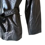 Marc New York Andrew  Women’s Black Leather Jacket Zip w/ Belt Tie Size XL Photo 3