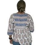 Nicole Miller Bohemian Blouse - Blue and Cream- Large Photo 5