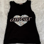 Emme Jordan Black Sequin Heart Tank Pajama Top Photo 0