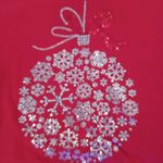 LAT womens vneck holiday ornament bling Christmas tshirst red Size L Photo 2