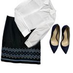 Loft Ann Taylor  Women’s Black Embroidered A Line Skirt Classic Professional Sz S Photo 11