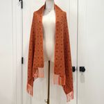 Estirpe Inca Alpaca Wrap Shawl Orange Geometric Fringe Boho Chic Fall Elegant Photo 8